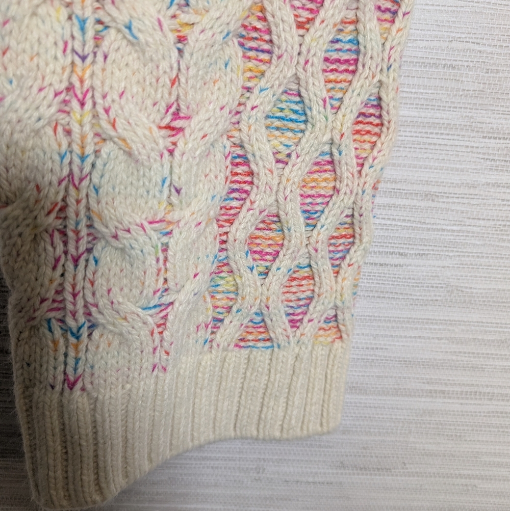 Vero Moda Danerys Multicolor Cable Knit Mock Neck Wide Sleeve Sweater XL NWT - Picture 7 of 9